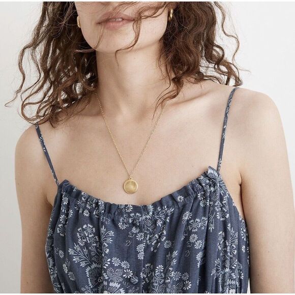 MADEWELL Dress Womens 8 Tie-Back Button-Front Midi NEW Blue Floral NE783 - Picture 4 of 16